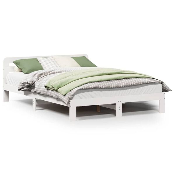 vidaXL Cadre de lit sans matelas blanc 150x200 cm bois de pin massif
