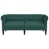 vidaXL Canapé Chesterfield 2 places vert foncé tissu