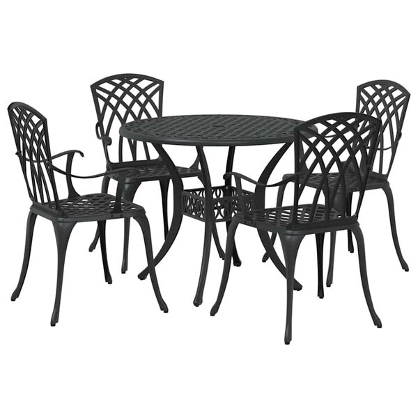 vidaXL Ensemble de salle &agrave; manger pour jardin 5 pcs Noir Aluminium