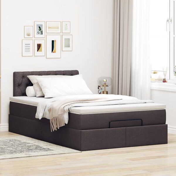 vidaXL Lit ottoman avec matelas marron fonc&eacute; 120x200 cm tissu
