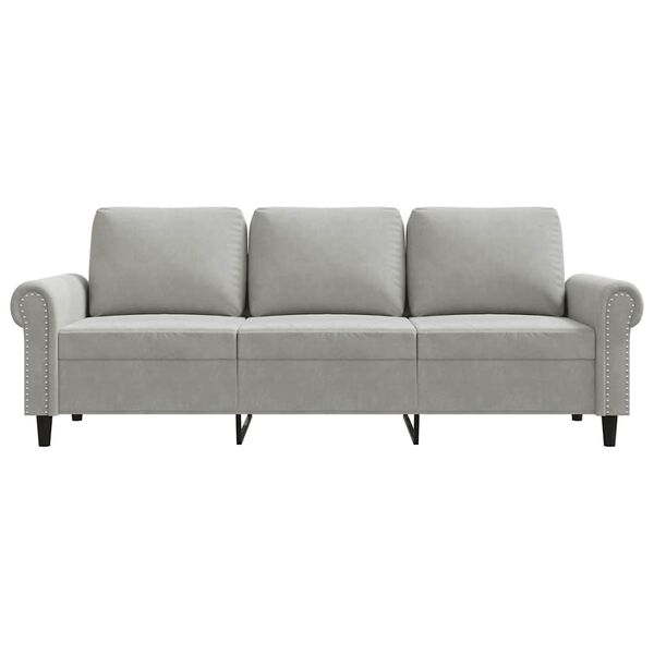vidaXL Canap&eacute; &agrave; 3 places Gris clair 180 cm Velours