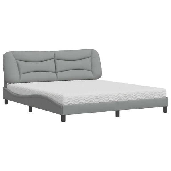 vidaXL Lit avec matelas Hvar gris clair 180x200 cm tissu