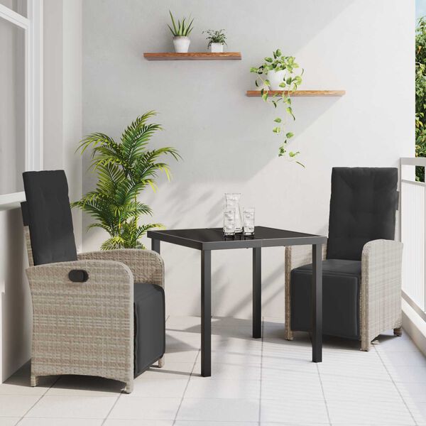 vidaXL Ensemble de salle &agrave; manger pour jardin 3 pcs Gris clair
