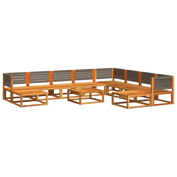 vidaXL Ensemble de canapés de jardin 11 pièces avec coussins en bois d'acacia et corde