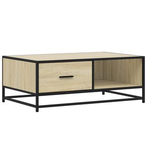 vidaXL Table basse ch&ecirc;ne sonoma 90x57x35 cm bois d'ing&eacute;nierie et m&eacute;tal