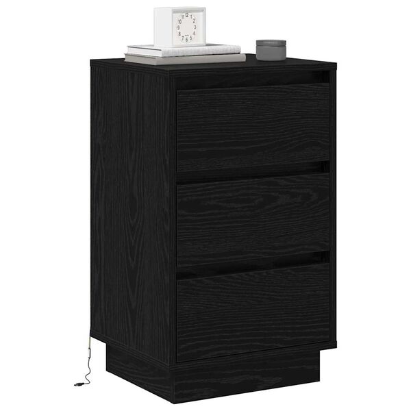 vidaXL Cabinet de chevet avec tiroir Chêne noir 39 x 34,5 x 65 cm