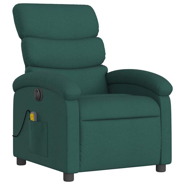 vidaXL Fauteuil de massage inclinable &eacute;lectrique Vert fonc&eacute; Tissu