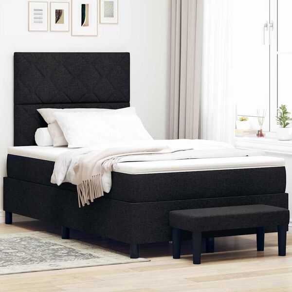 vidaXL Lit &agrave; ressorts avec matelas Noir 120 x 200 cm tissu