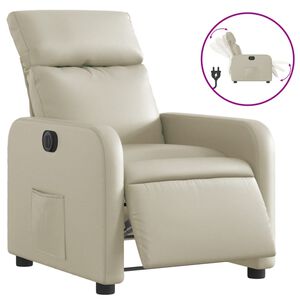 vidaXL Fauteuil inclinable &eacute;lectrique Cr&egrave;me Similicuir