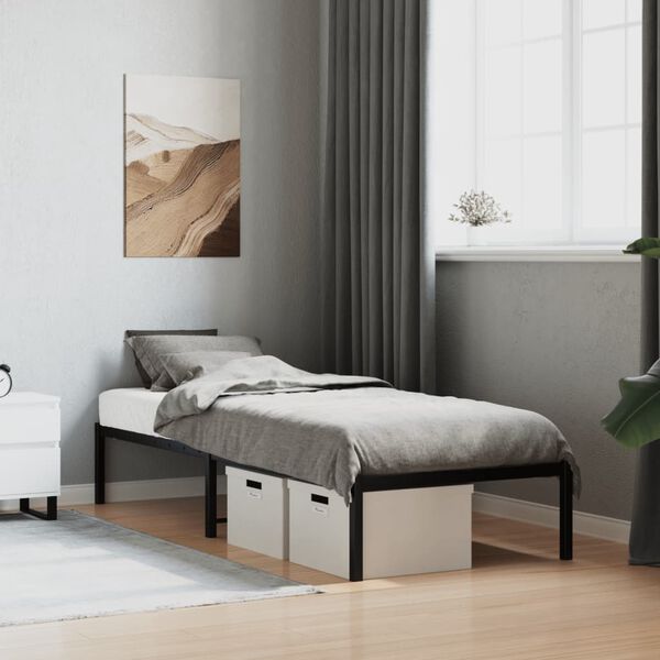 vidaXL Cadre de lit métal sans matelas noir 75x190 cm