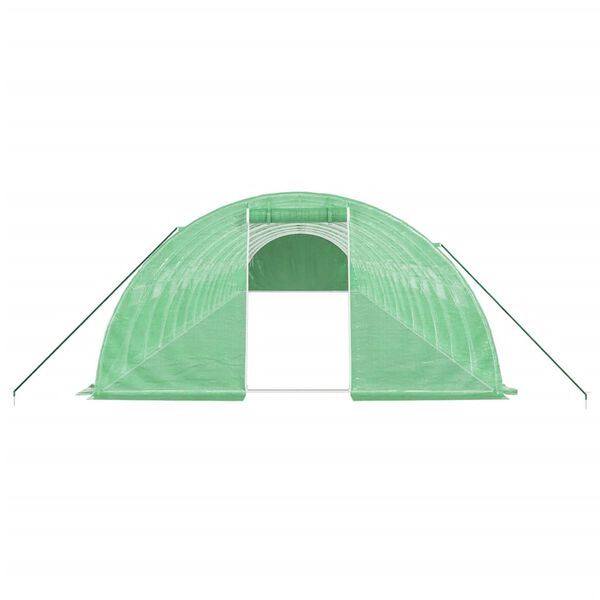 vidaXL Serre avec cadre en acier vert 64 m&sup2; 16x4x2 m