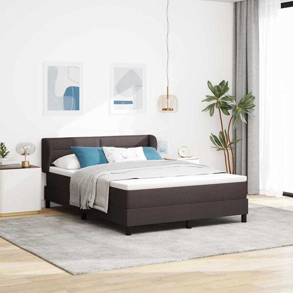 vidaXL Lit boxspring avec matelas Marron fonc&eacute; 140 x 200 cm tissu