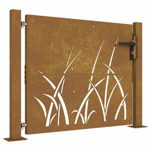 vidaXL Portail de jardin 100x75 cm en acier Corten avec motif gazon