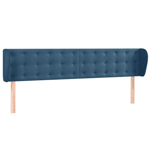 vidaXL T&ecirc;te de lit avec oreilles Bleu fonc&eacute; 203x23x78/88 cm Velours