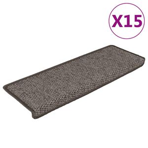 vidaXL Tapis d'escalier autocollants 15 pcs 65x21x4 cm Gris et beige