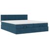 vidaXL Cadre de lit ottoman avec matelas bleu fonc&eacute; 200x200 cm velours
