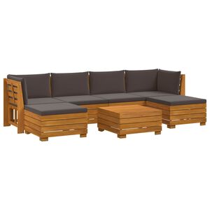 vidaXL Ensemble de canap&eacute;s d'ext&eacute;rieur avec coussin 7 Pi&egrave;ce Marron