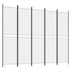 vidaXL Cloison de s&eacute;paration 5 panneaux Blanc 250x200 cm Tissu
