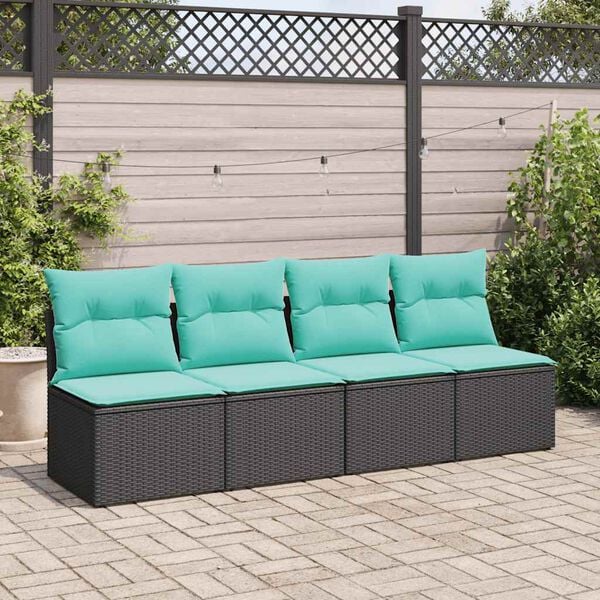 vidaXL Salon de jardin avec coussins 2 pcs noir résine tressée acacia
