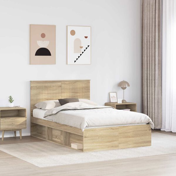 vidaXL Cadre de lit Sonoma 120 x 190 cm Bois de pin massif