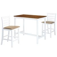 vidaXL Table et chaises de bar 3 pcs Bois massif Marron et blanc