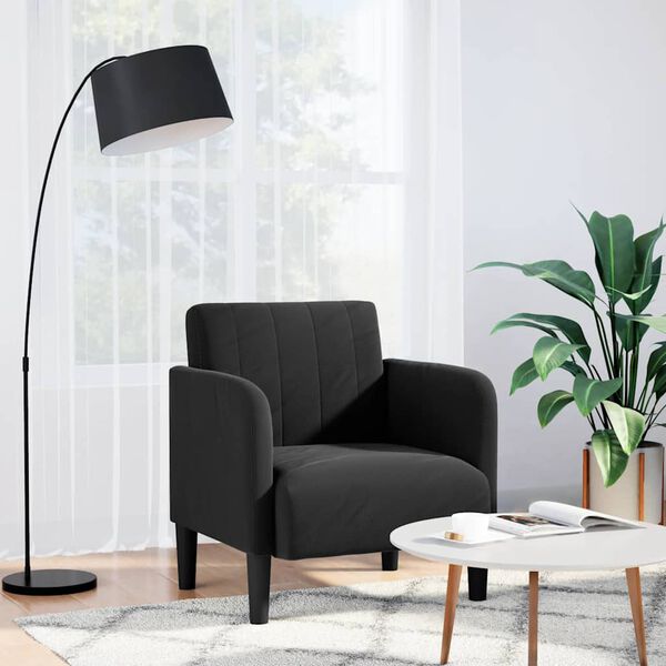 vidaXL Fauteuil avec accoudoirs noir 54 cm velours