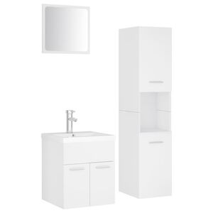 vidaXL Ensemble de meubles de salle de bain Blanc Agglom&eacute;r&eacute;