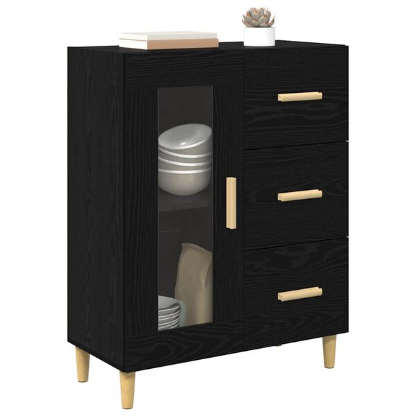 vidaXL Buffet Ch&ecirc;ne noir 69,5 x 34 x 90 cm Bois d'ing&eacute;nierie