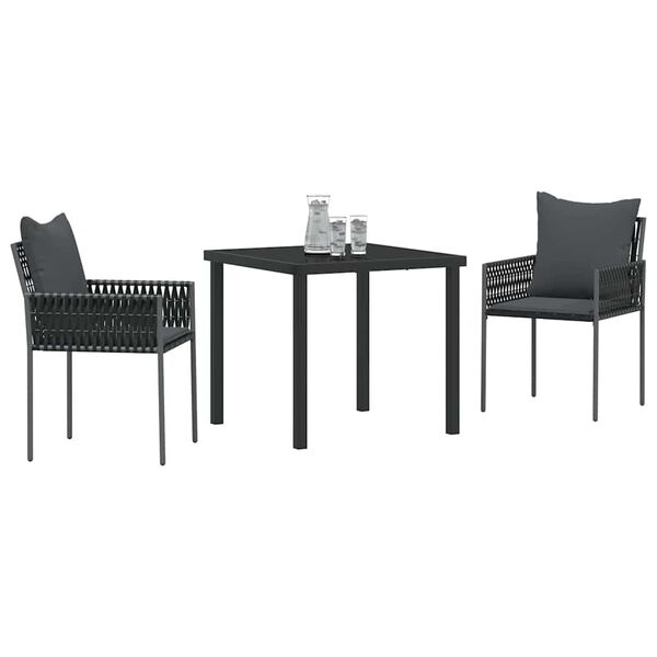 vidaXL Ensemble de salle &agrave; manger pour jardin 3 pcs Noir et gris
