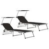 vidaXL Chaises longues pliables et toit lot de 2 Aluminium textil&egrave;ne