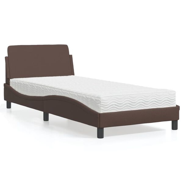 vidaXL Lit avec matelas Dover marron 90x190 cm similicuir
