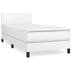 vidaXL Sommier &agrave; lattes de lit avec matelas Blanc 90x200 cm Similicuir
