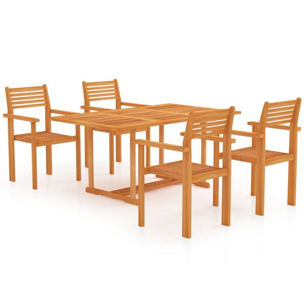 vidaXL Ensemble &agrave; manger de jardin 5 pcs Bois de teck massif