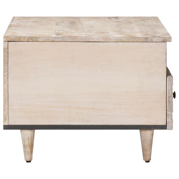 vidaXL Table basse Blanc 80 x 54 x 40 cm Bois de mangue massif