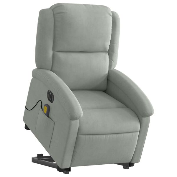 vidaXL Fauteuil inclinable de massage &eacute;lectrique gris clair velours