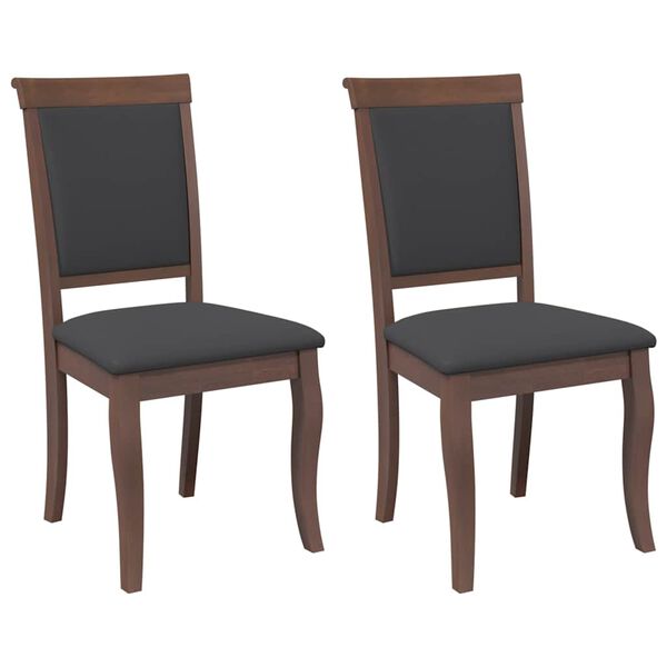 vidaXL Chaises à manger coussins 2 pcs marron bois massif caoutchouc