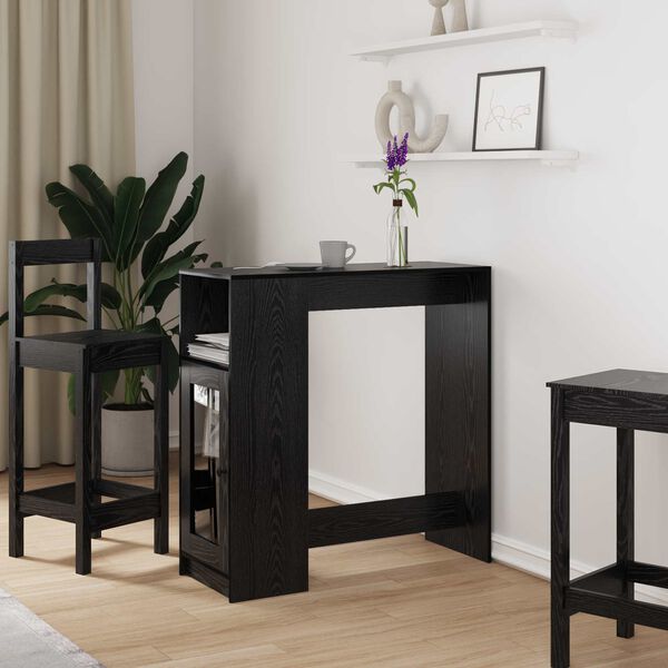 vidaXL Table de bar Ch&ecirc;ne noir 101 x 40 x 103,5 cm Bois d'ing&eacute;nierie