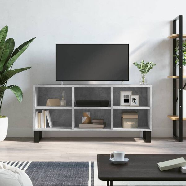 vidaXL Meuble TV gris b&eacute;ton 103,5x30x50 cm bois d'ing&eacute;nierie