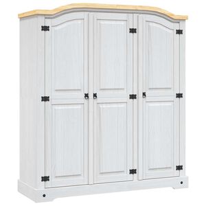 vidaXL Garde-robe avec 3 portes Gamme Corona pin mexicain Blanc