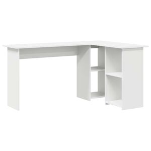 vidaXL Bureau Blanc 142 x 102 x 73 cm Bois d'ing&eacute;nierie