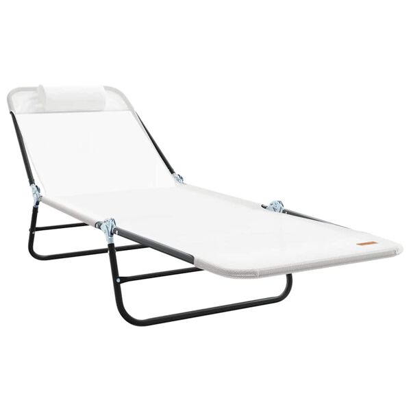 vidaXL Chaise longue pliante Crème 182 x 55 x 85,5 cm Textilène