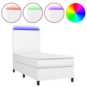 vidaXL Sommier &agrave; lattes de lit avec matelas et LED Blanc 100x200 cm