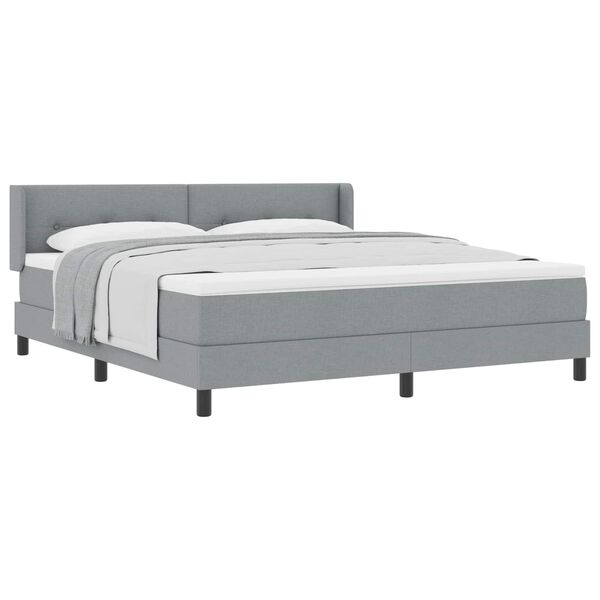 vidaXL Lit &agrave; ressorts avec matelas Gris clair 200 x 180 cm Polyester