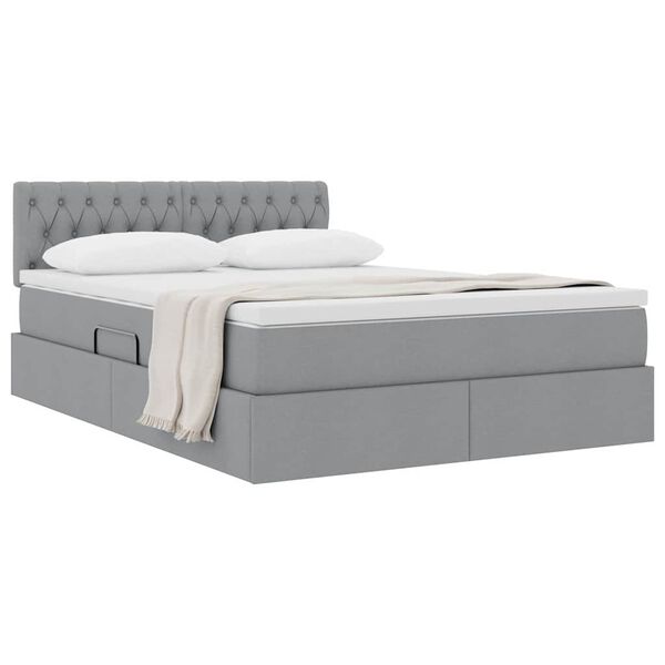 vidaXL Lit avec rangement et matelas Gris clair 140 x 200 cm