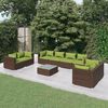 vidaXL Salon de jardin 9 pcs avec coussins r&eacute;sine tress&eacute;e marron