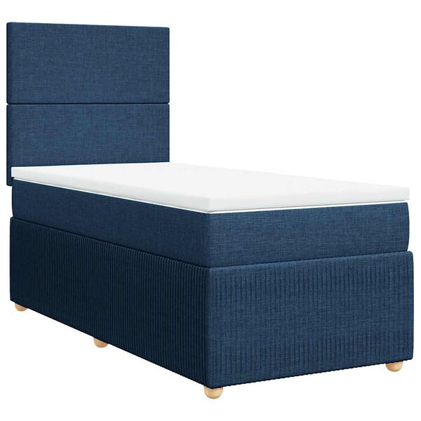 vidaXL Sommier &agrave; lattes de lit avec matelas Bleu 80x200 cm Tissu