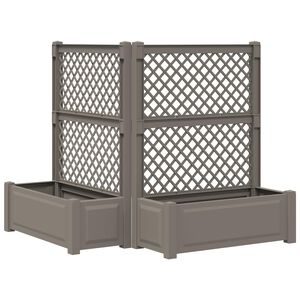 vidaXL Grand bac avec treille 2 pcs Gris 143 x 143 x 133,5 cm PP