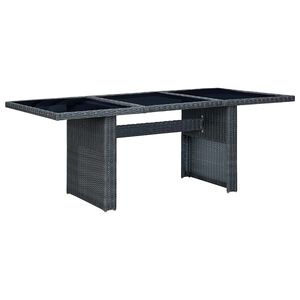 vidaXL Table de jardin Gris fonc&eacute; R&eacute;sine tress&eacute;e et verre tremp&eacute;