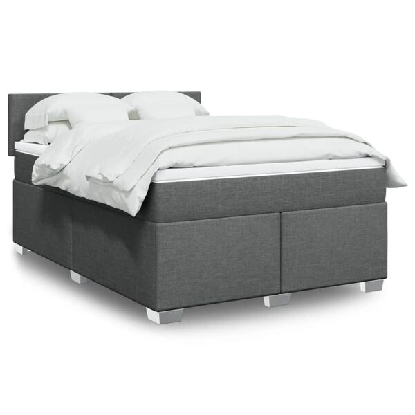 vidaXL Sommier à lattes de lit avec matelas Gris foncé 140x200cm Tissu