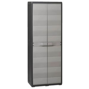 vidaXL Armoire de rangement de jardin avec 3 &eacute;tag&egrave;res Noir et gris